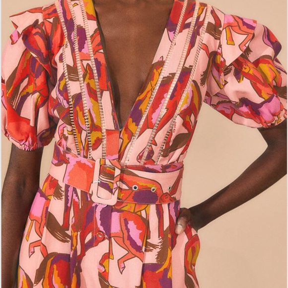 FARM Rio Pants - Farm Rio Rose Wild Horses Pleated short sleeve jumpsuit. NWT. Size XL